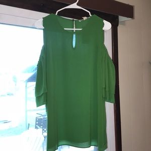 Michael Kors green cold shoulder shirt